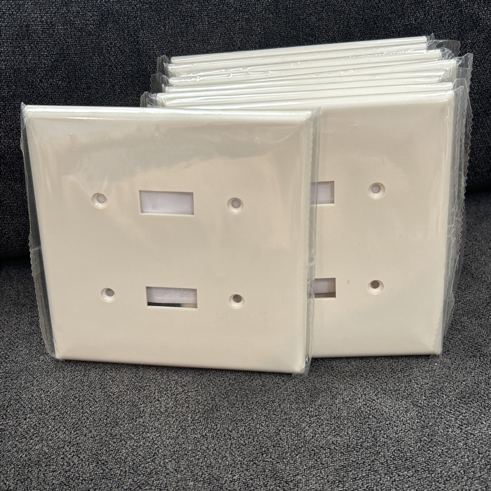 Lot of 10 Power Gear Wall Plate Cover Light Almond Double Toggle Oversize 2 Gang